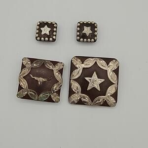 Antiqued Brown Western Conchos Overaly with Chicago Screws - by PAG